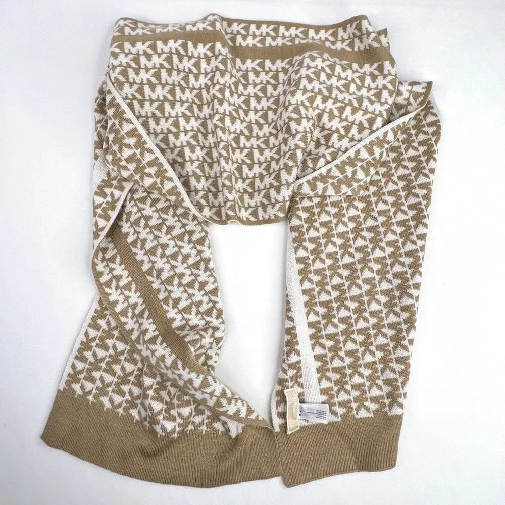 Michael Michael Kors Tan & White Logo Scarf